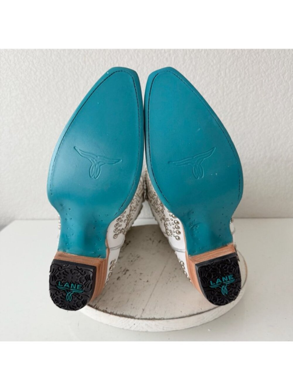 Lane SOLSTICE White Cowboy Boots Embellished Western Cowgirl Tall Snip Toe 11 - Picture 12 of 16